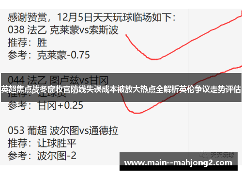 英超焦点战冬窗收官防线失误成本被放大热点全解析英伦争议走势评估